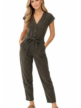 Abercrombie & Fitch Corduroy Jumpsuit Olive Green Medium